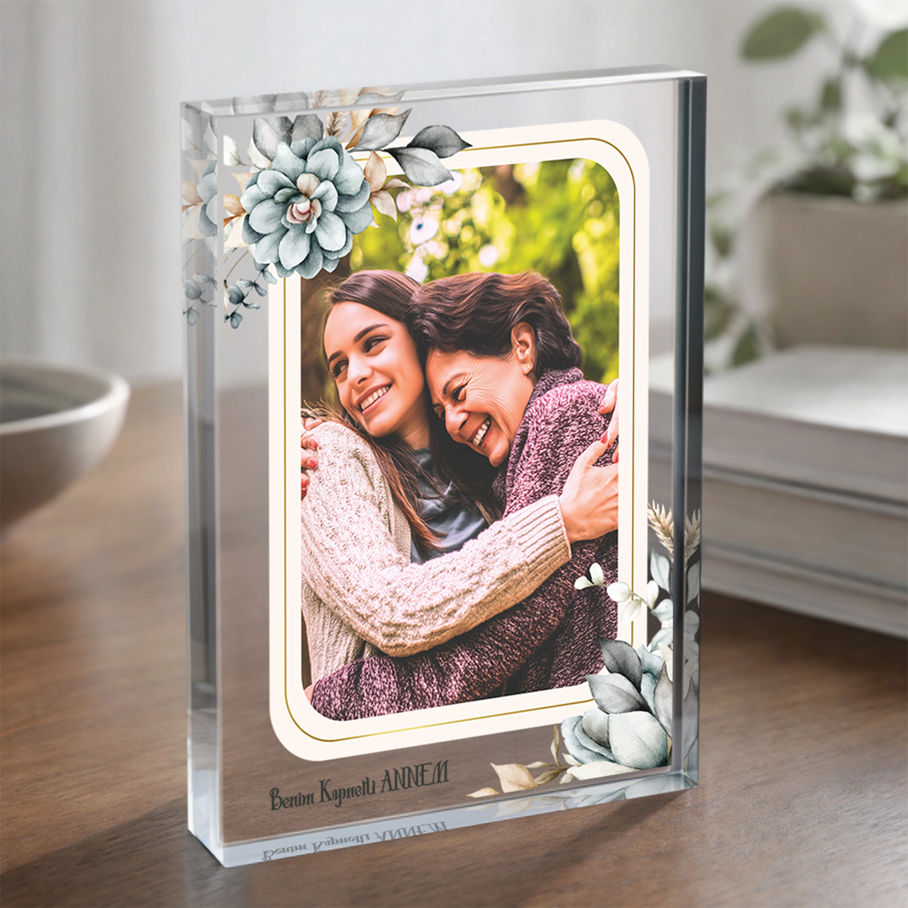 Kişiye Özel Anneler Günü Fotoğraflı Akrilik Cam Blok