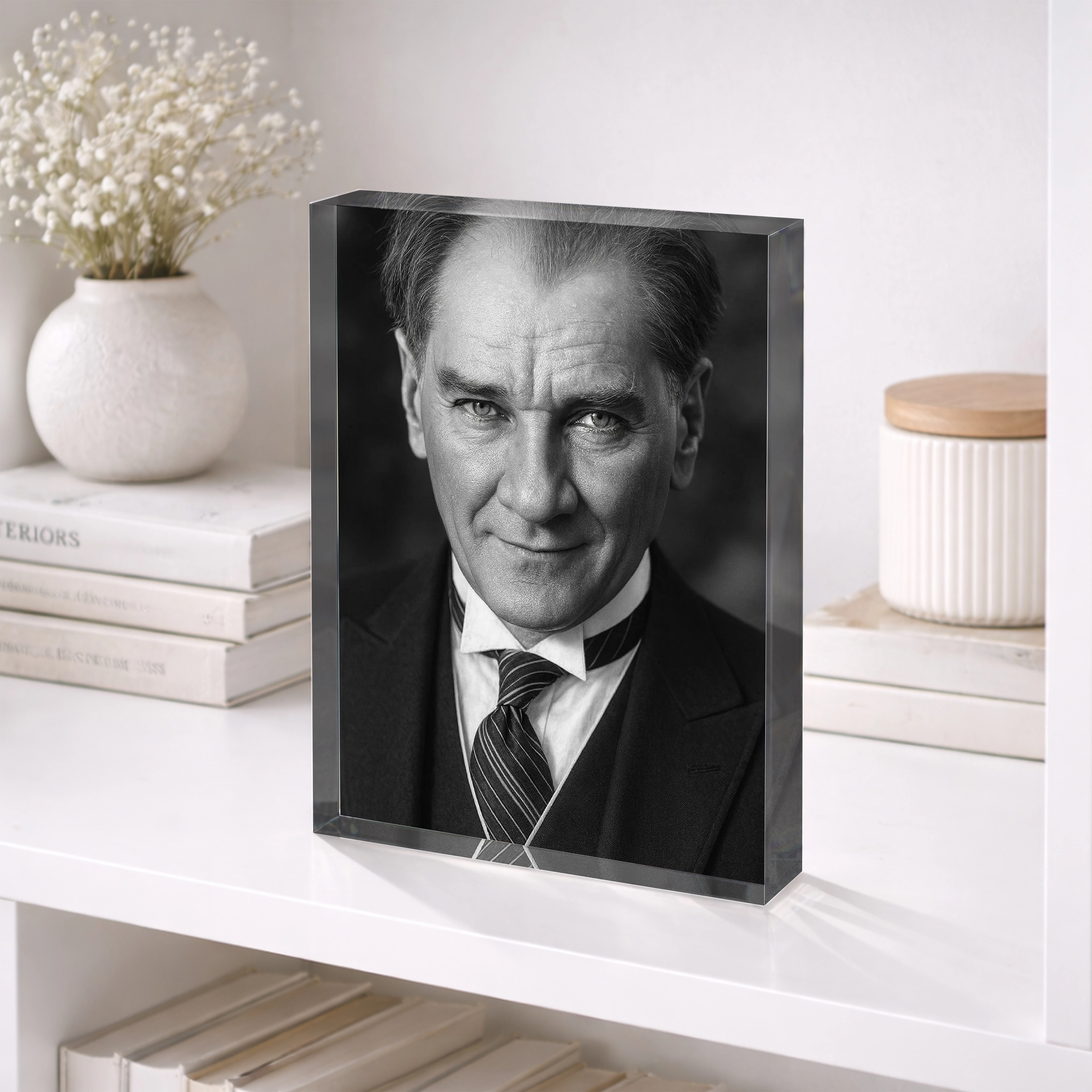 Atatürk Serisi | Siyah Beyaz Portre Akrilik Dekor