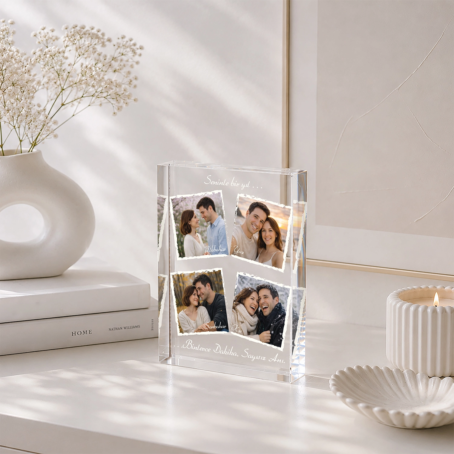 Kişiye Özel 4 Mevsim Fotoğraflı Akrilik Cam Blok