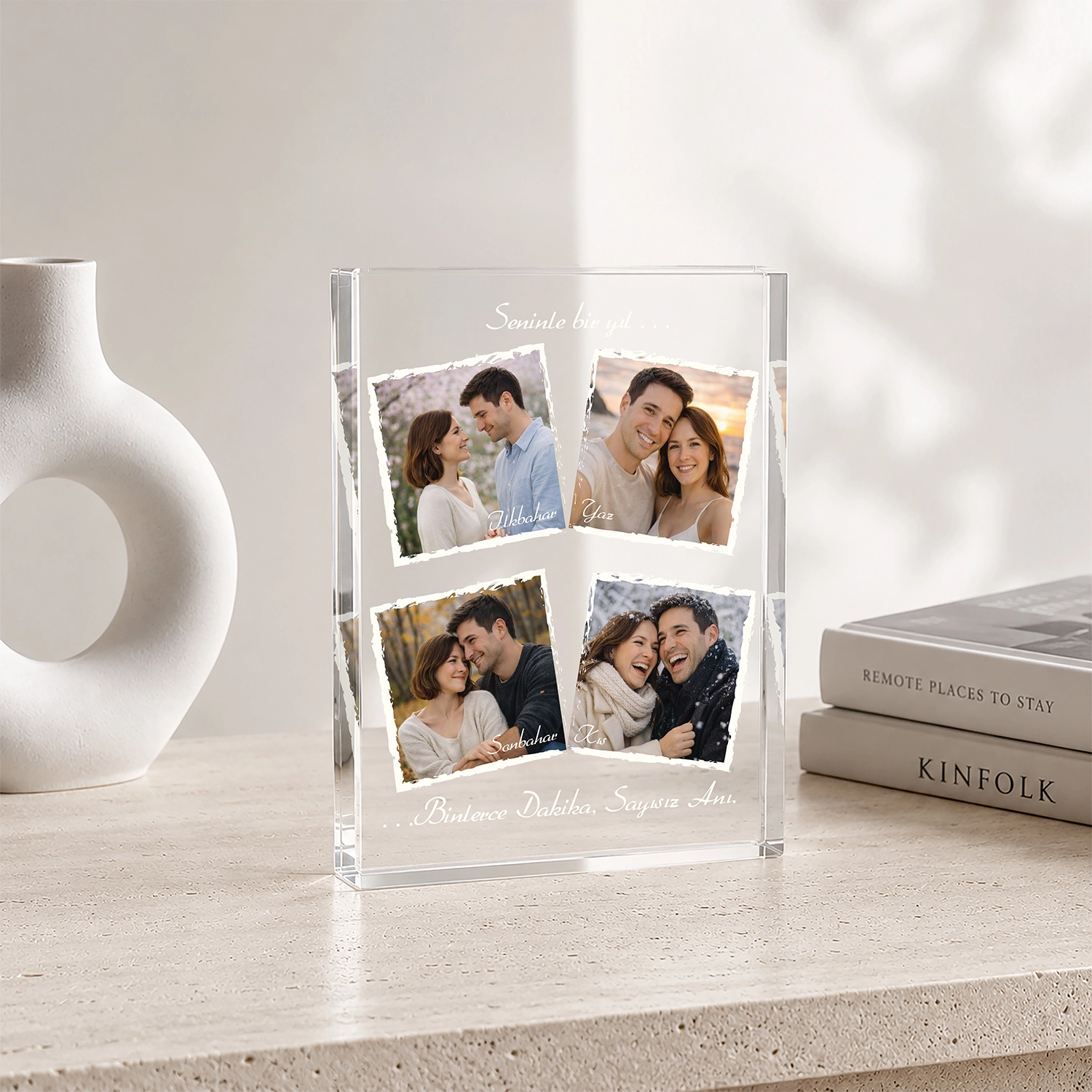 Kişiye Özel 4 Mevsim Fotoğraflı Akrilik Cam Blok