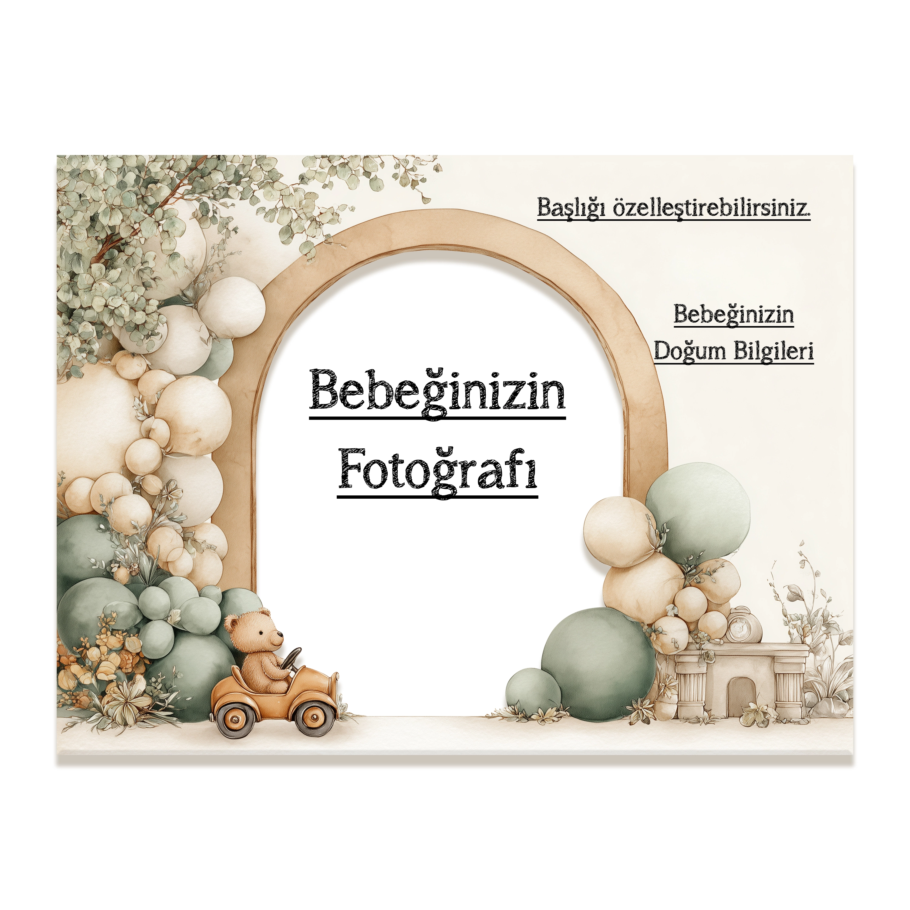 Yeni Doğan Hatırası – Fotoğraf & Doğum Bilgili Yatay Akrilik Blok