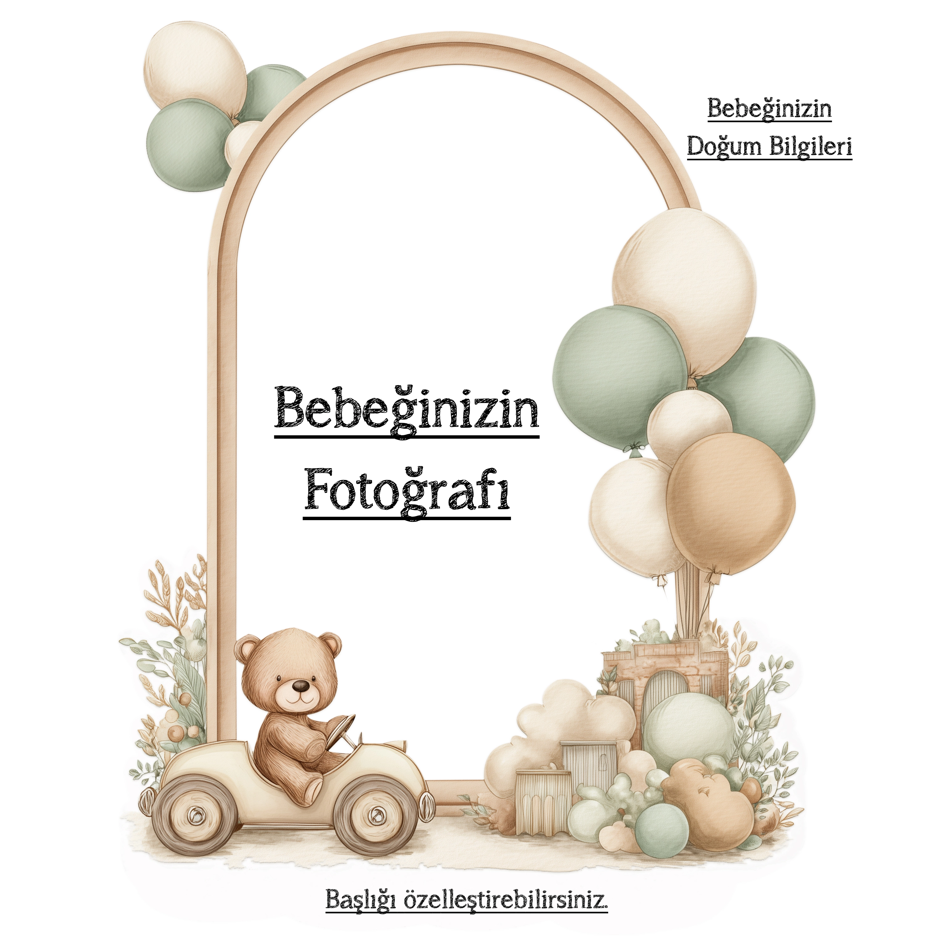 Yeni Doğan Anı Bloku – Fotoğraf & Doğum Bilgili Dikey Akrilik Blok