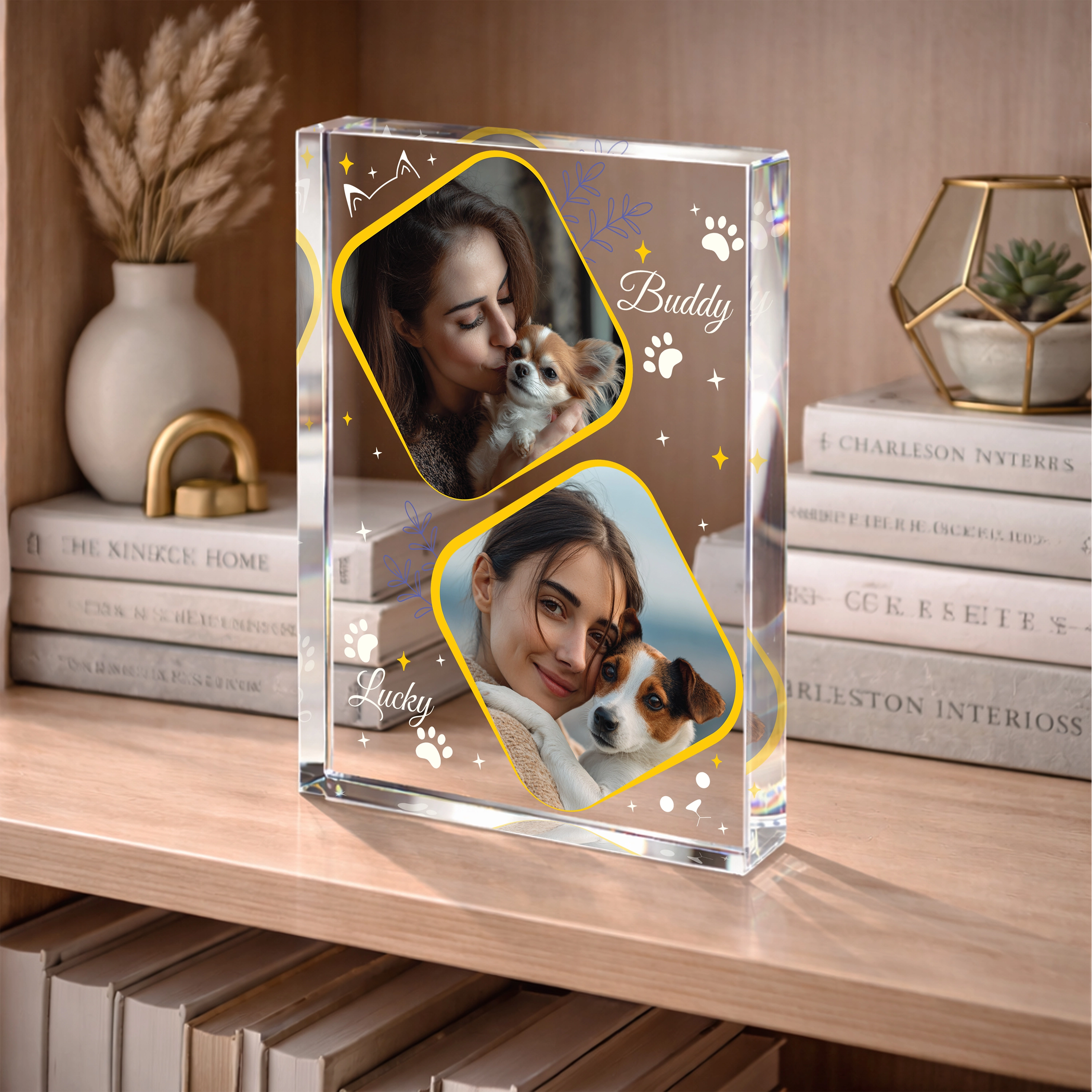 Kişiye Özel Evcil Hayvan Fotoğraflı Akrilik Cam Blok