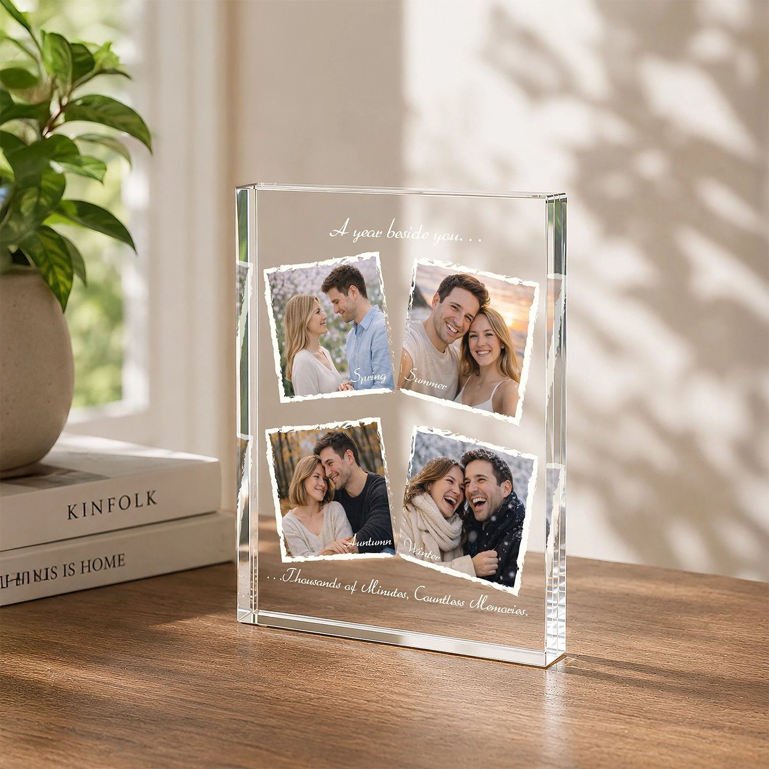 Kişiye Özel 4 Mevsim Fotoğraflı Akrilik Cam Blok