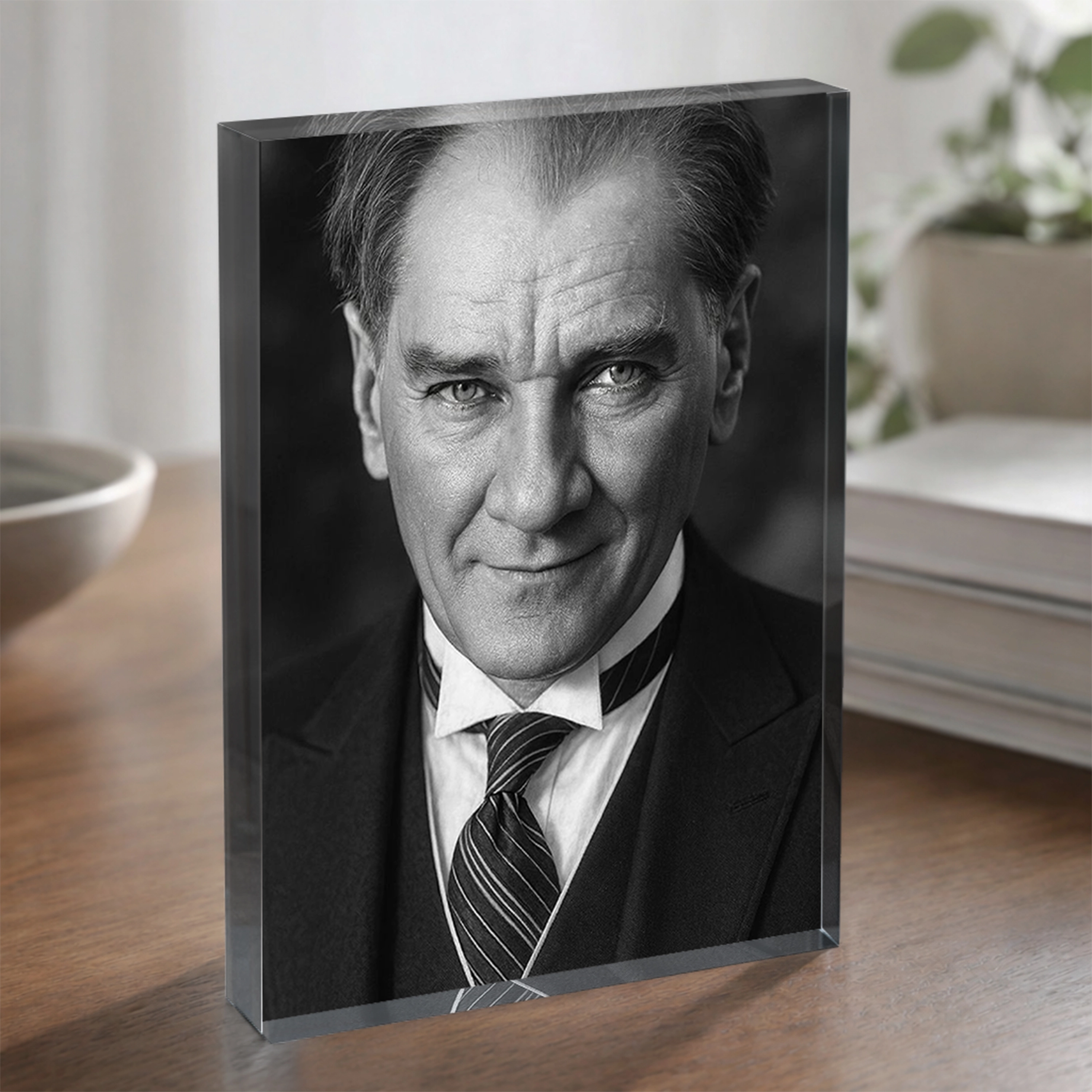 Atatürk Serisi | Siyah Beyaz Portre Akrilik Dekor