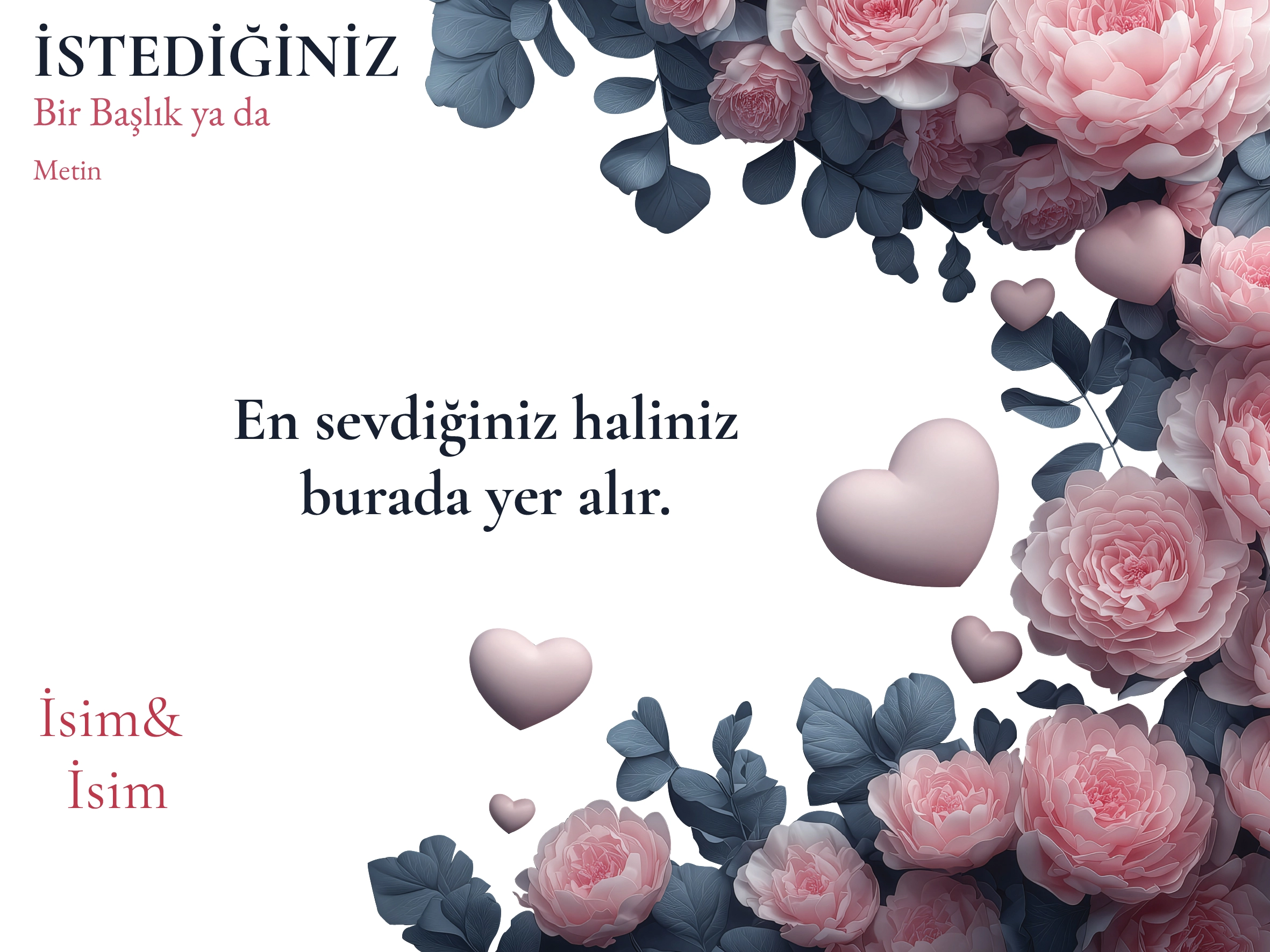 Romantik Çiçek Çerçeveli Fotoğraf & Yazı Kişiselleştirilebilir Akrilik Blok