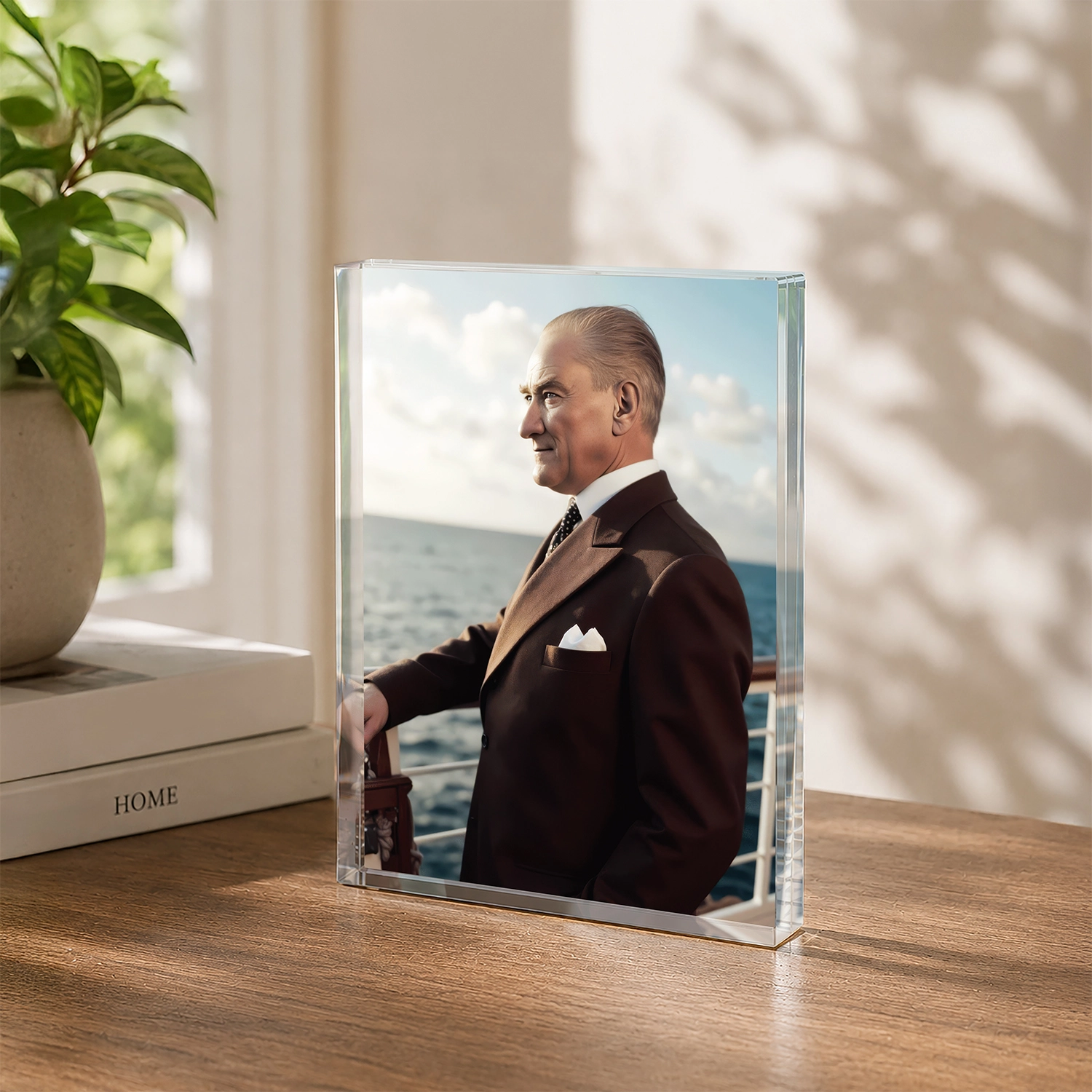 Atatürk Deniz Manzaralı Portre – Akrilik Cam Blok