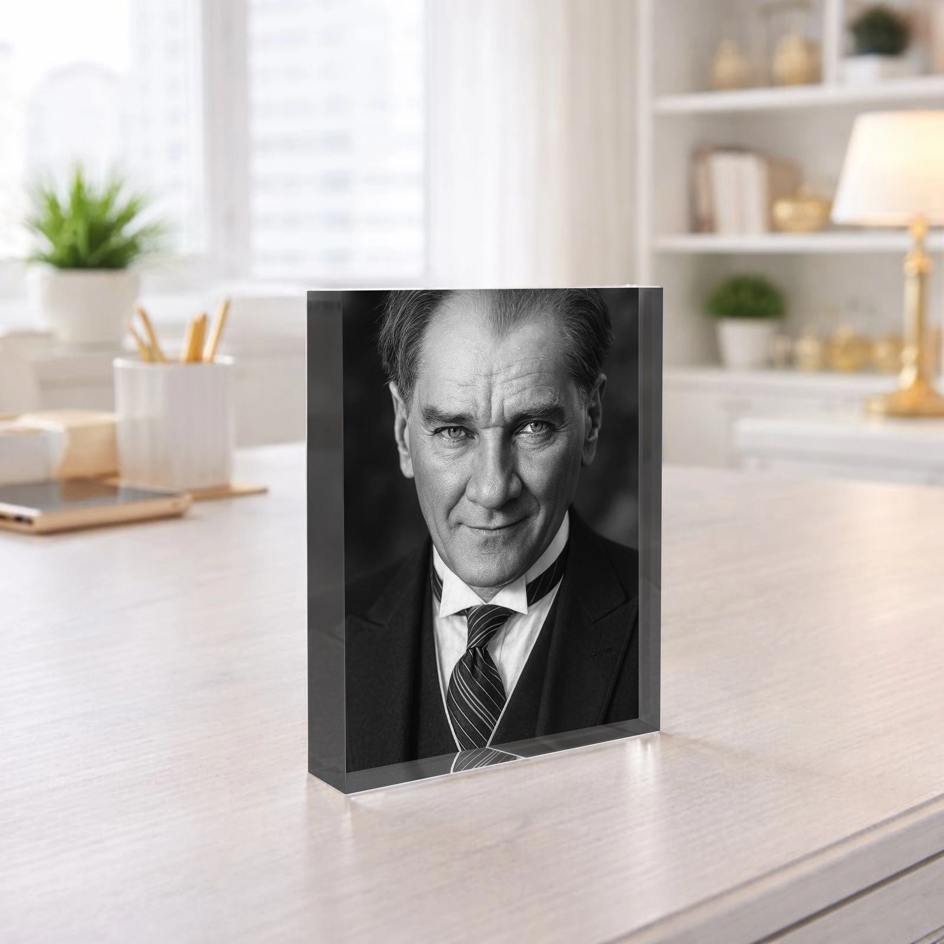 Atatürk Serisi | Siyah Beyaz Portre Akrilik Dekor