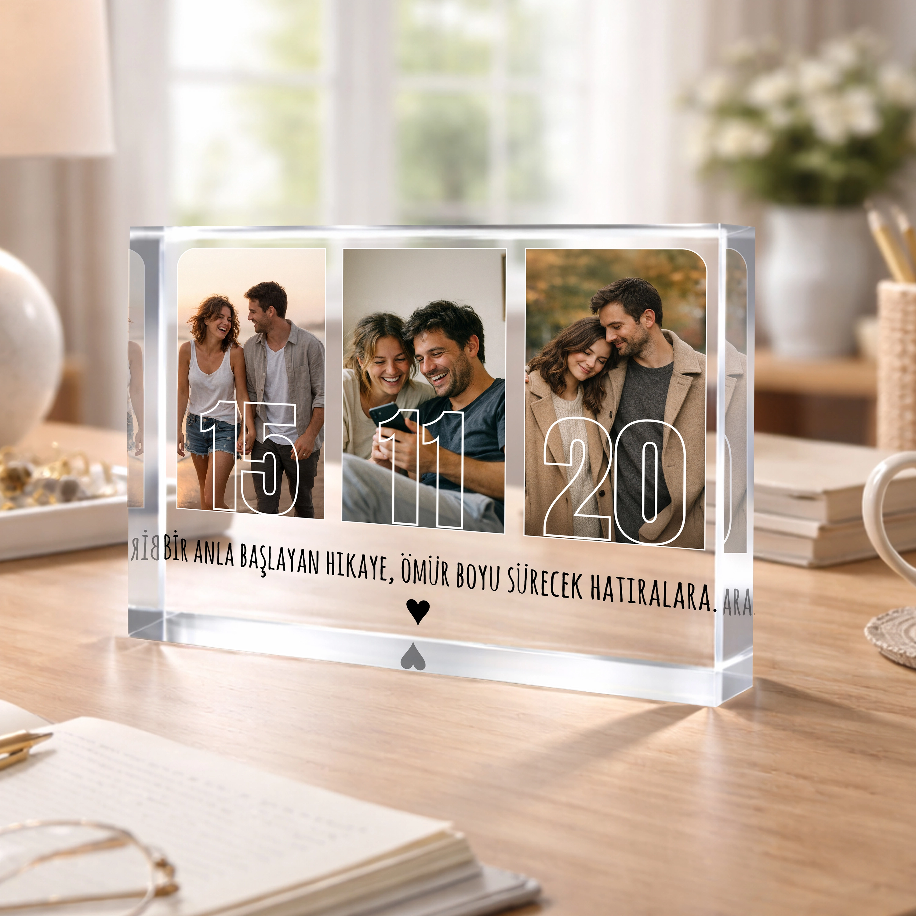 Bir Anla Başlayan Hikaye – Kişiye Özel Akrilik Cam Blok
