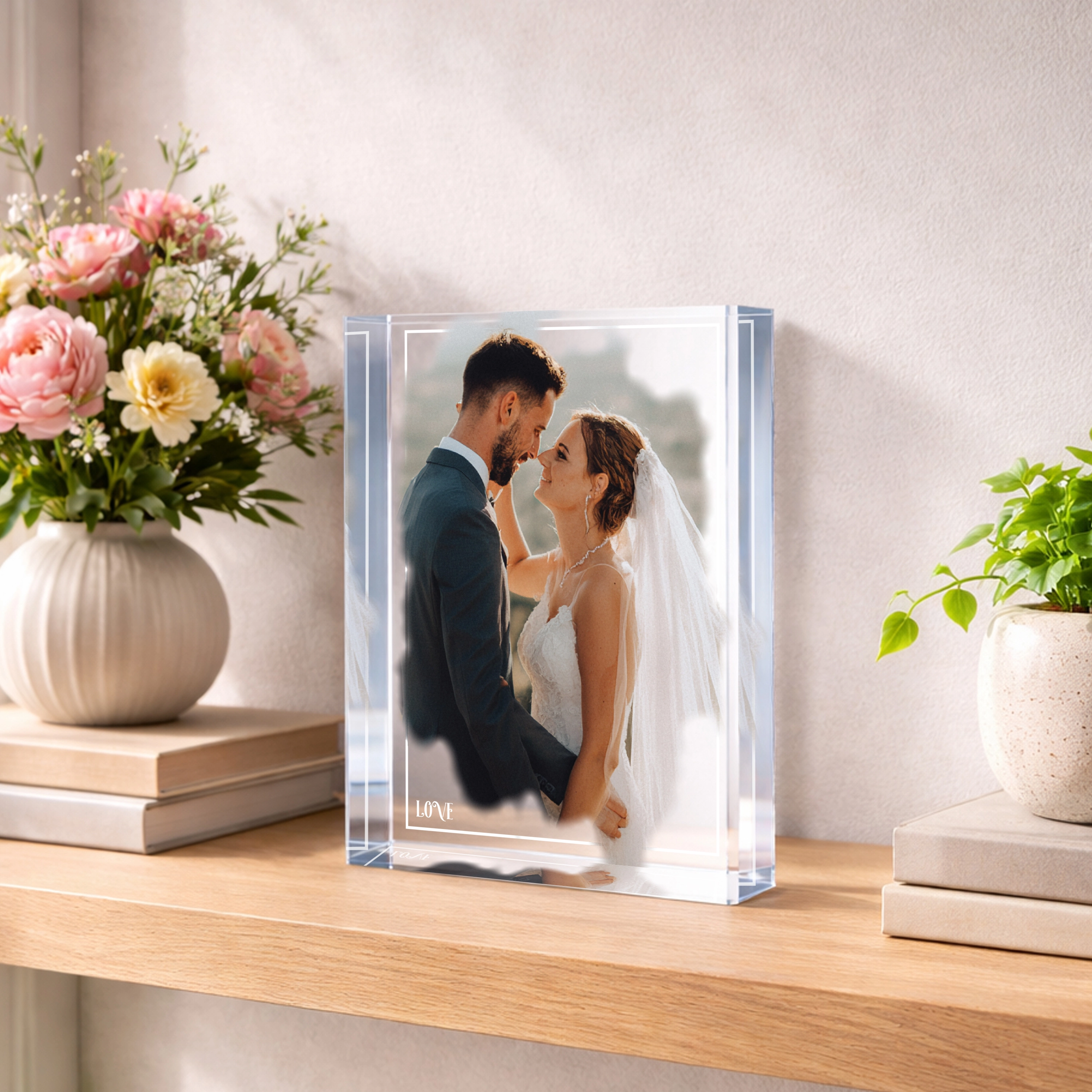 Love Serisi | Kişiye Özel Çift Hatırası Akrilik Cam Blok