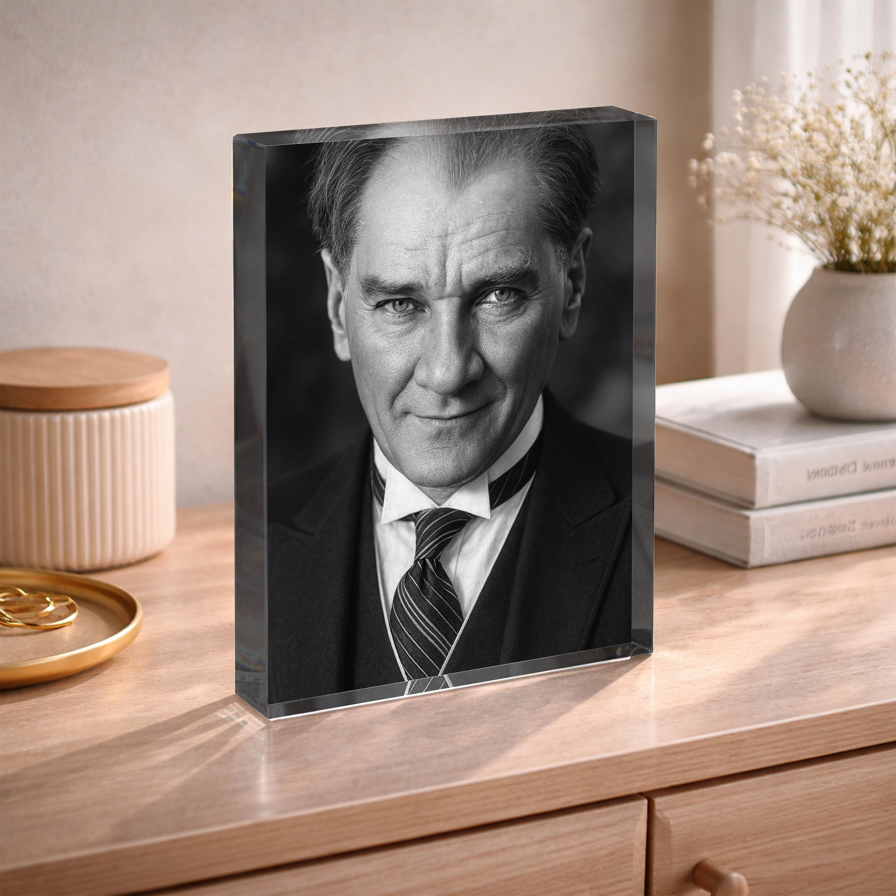 Atatürk Serisi | Siyah Beyaz Portre Akrilik Dekor