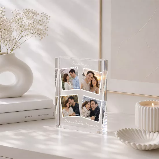 Kişiye Özel 4 Mevsim Fotoğraflı Akrilik Cam Blok
