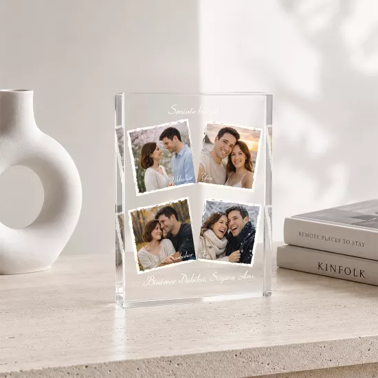 Kişiye Özel 4 Mevsim Fotoğraflı Akrilik Cam Blok