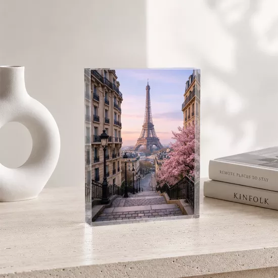 Paris & Eyfel Kulesi – Dikey Akrilik Cam Blok
