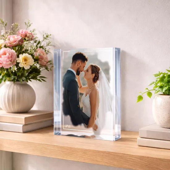 Love Serisi | Kişiye Özel Çift Hatırası Akrilik Cam Blok