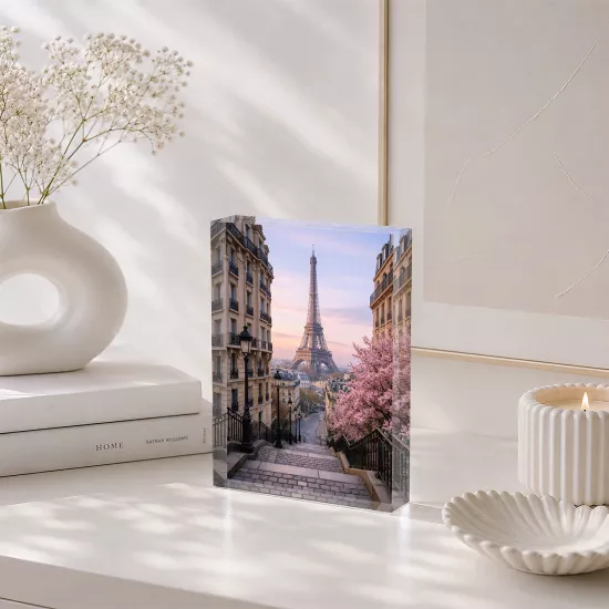 Paris & Eyfel Kulesi – Dikey Akrilik Cam Blok