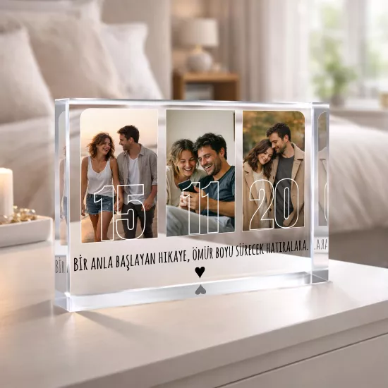 Bir Anla Başlayan Hikaye – Kişiye Özel Akrilik Cam Blok