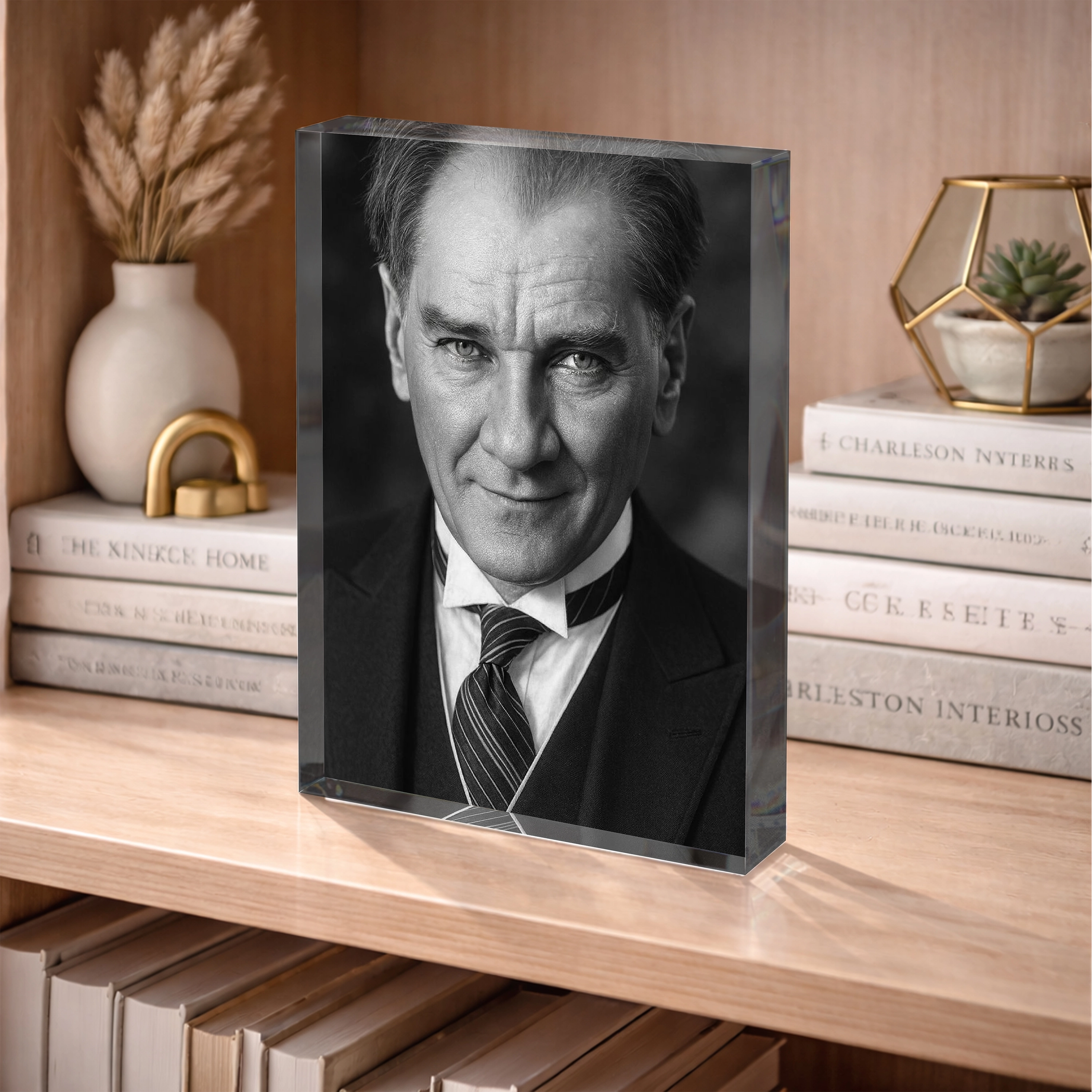 Atatürk Serisi | Siyah Beyaz Portre Akrilik Dekor