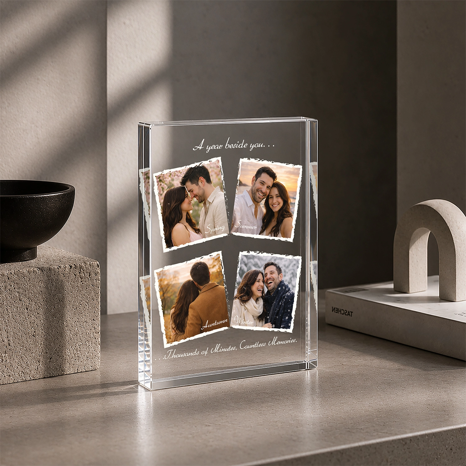 Kişiye Özel 4 Mevsim Fotoğraflı Akrilik Cam Blok